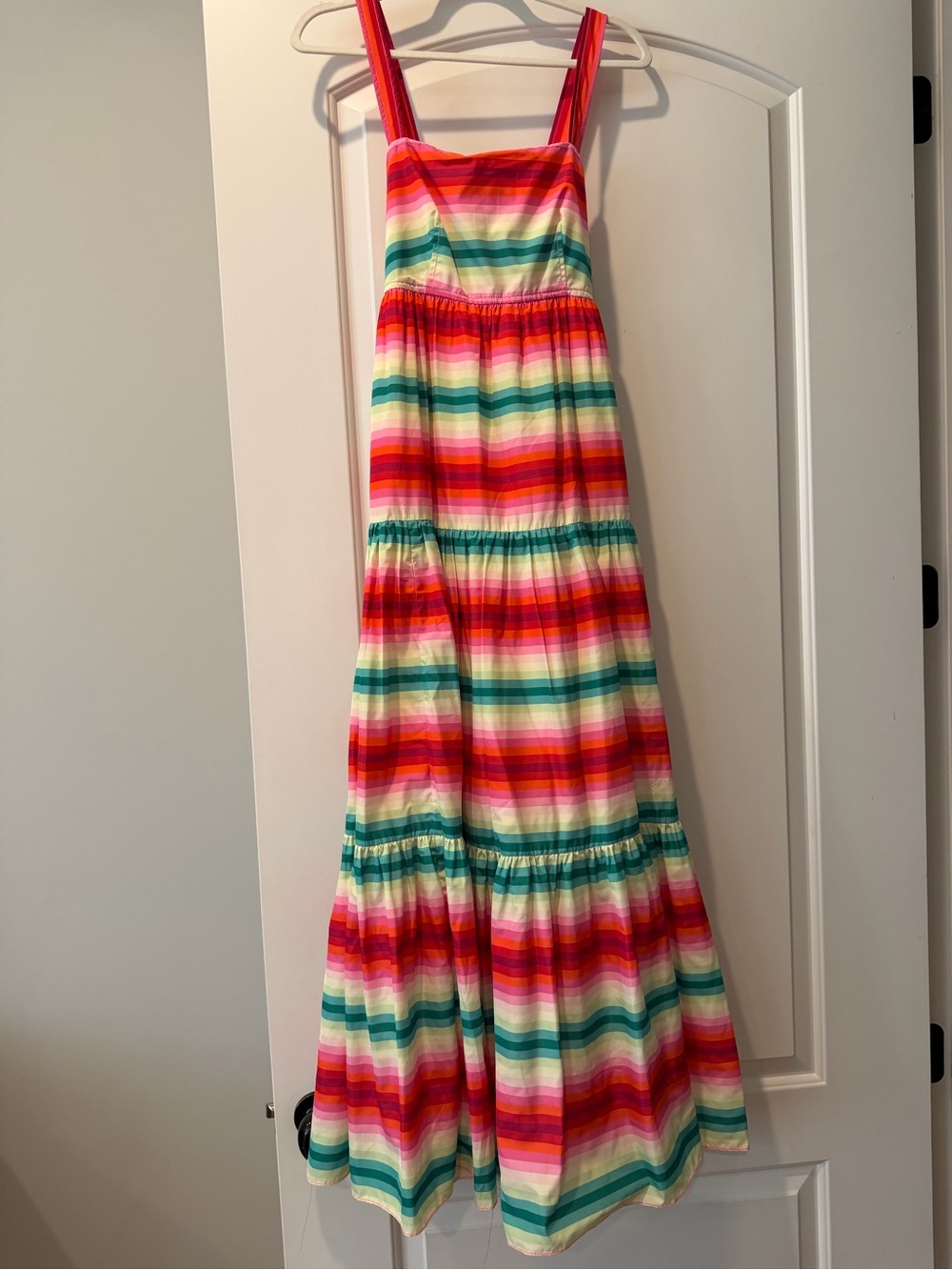 J. Crew Striped Maxi Dress in Pink, Turquoise, White